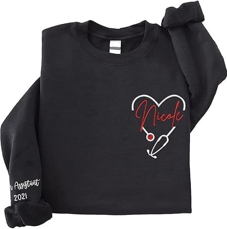 NAZENTI Personalized Nurse Crewneck Sweatshirt, Nurse Gift for Women - K3