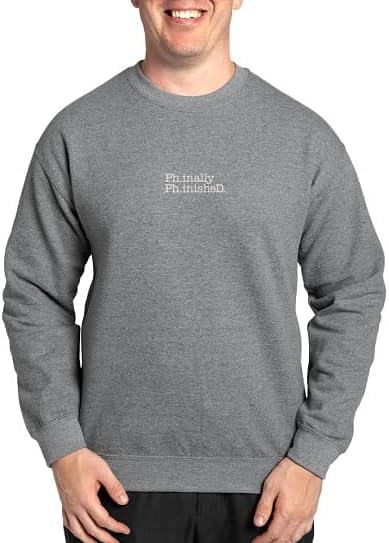 CafePress Finished Phd, Doctoral Degree Sweatshirt Classic Crew Neck Light Sweatshirt - Graphite Gray