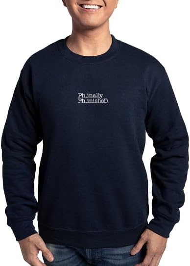 CafePress Finished Phd, Doctoral Degree Sweatshirt Classic Crew Neck Light Sweatshirt - Navy