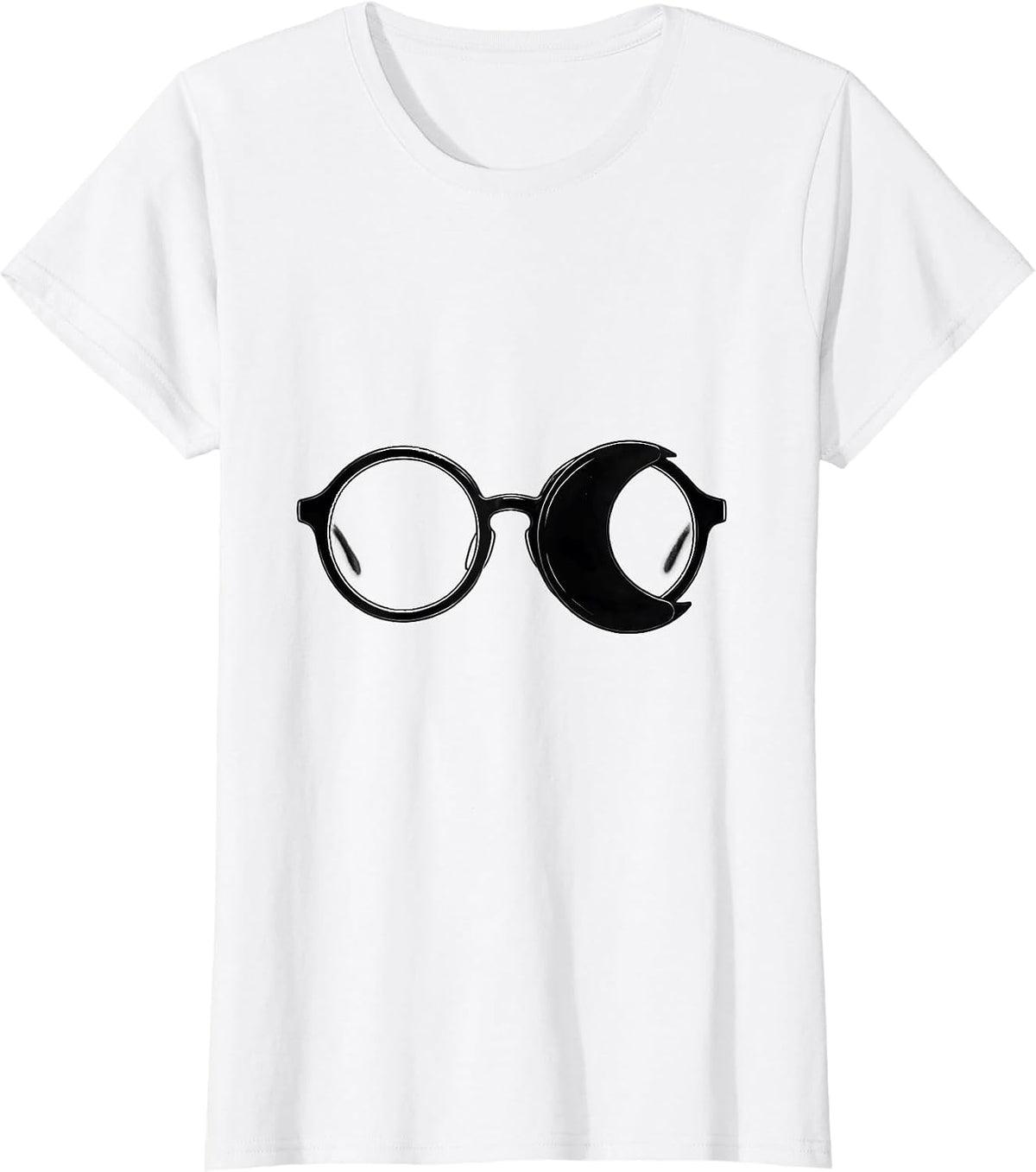 Spectacle Moon Occluder Minimalist Optometrist Halloween T-Shirt - White
