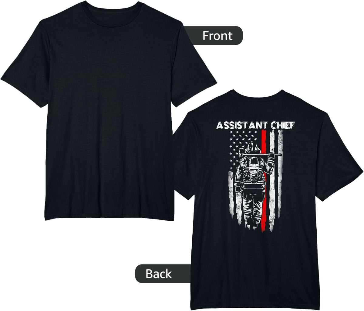 Assistant Fire Chief American flag gifts for Assistant Chief T-Shirt - Black