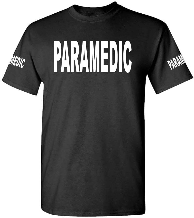 Paramedic Front and Sleeve Lettering Graphic T-Shirt, Black, 3XL - As Pictured