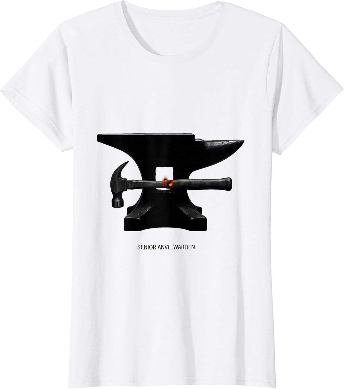 Senior Anvil Warden Minimalist Blacksmith Forge Craft Humor T-Shirt - White