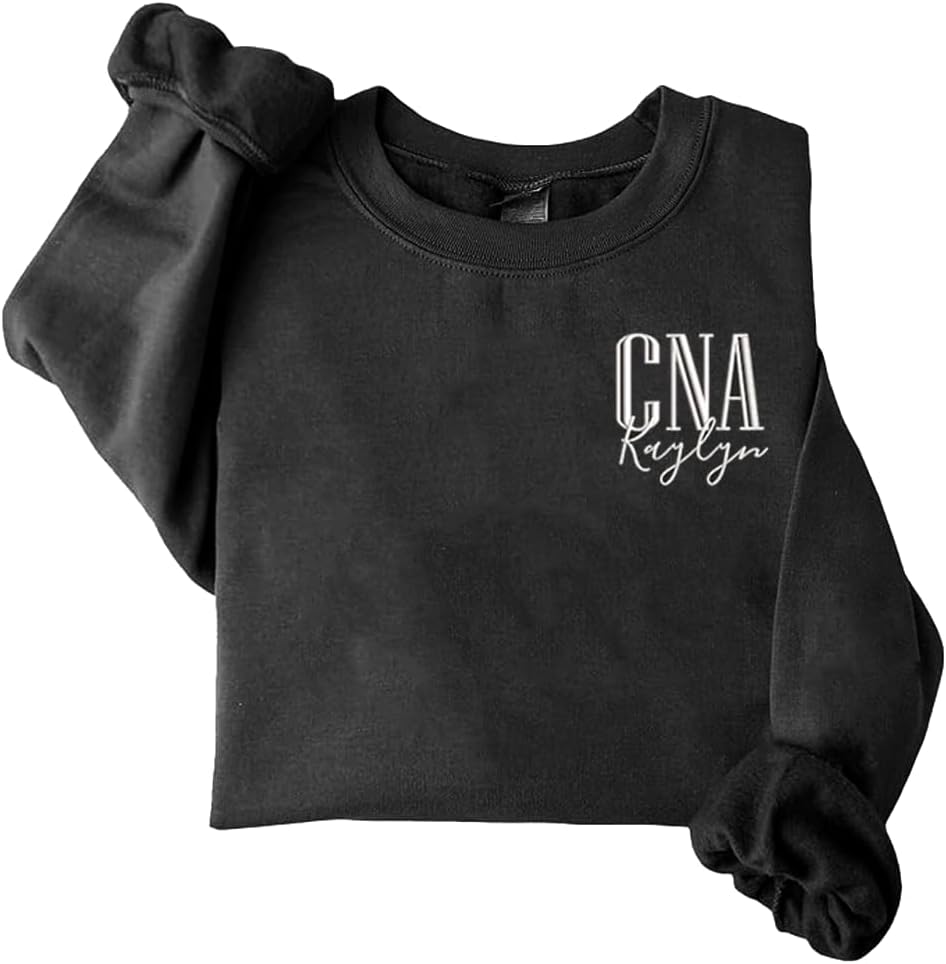 Custom Embroidered Nurse Shirt, RN LPN APRN CNA, Embroidered Sweatshirt for Nurse, Nursing Student, Gift for Nurses Day -