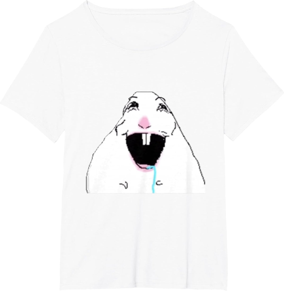 Silly Drooling White Hamster T-Shirt - White
