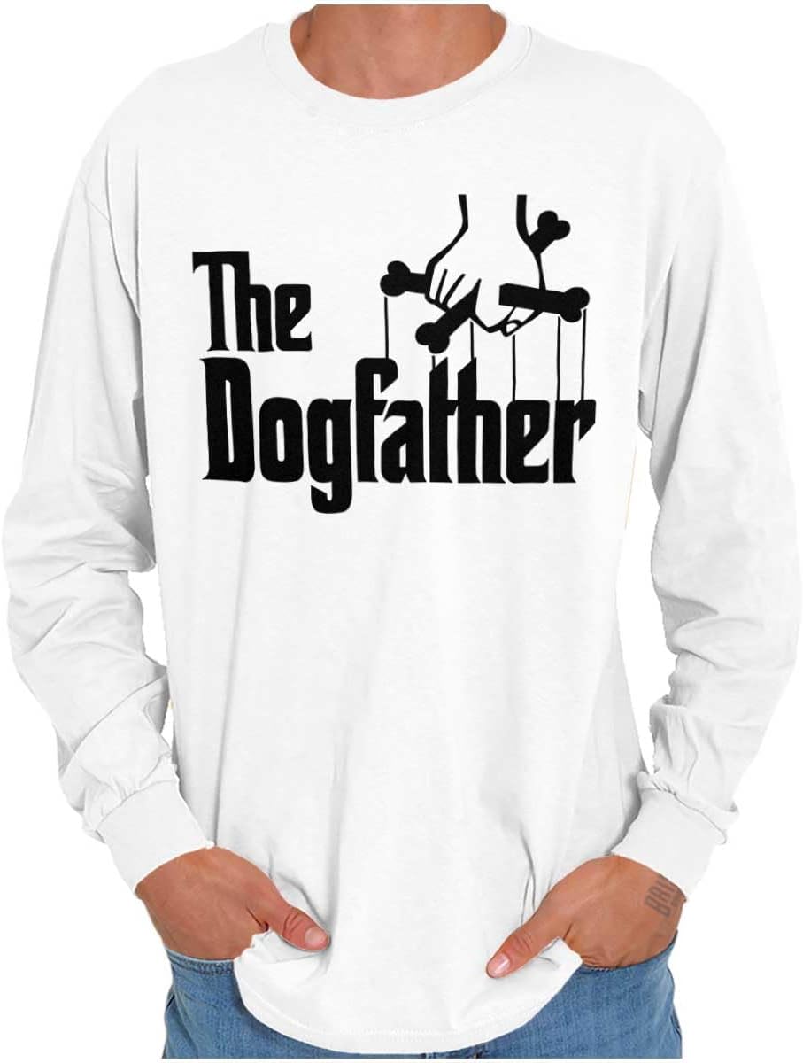 Funny Father's Italian Mafia Puppet Movie Logo Men's Long Sleeve Graphic Tshirt - The Dog Father White