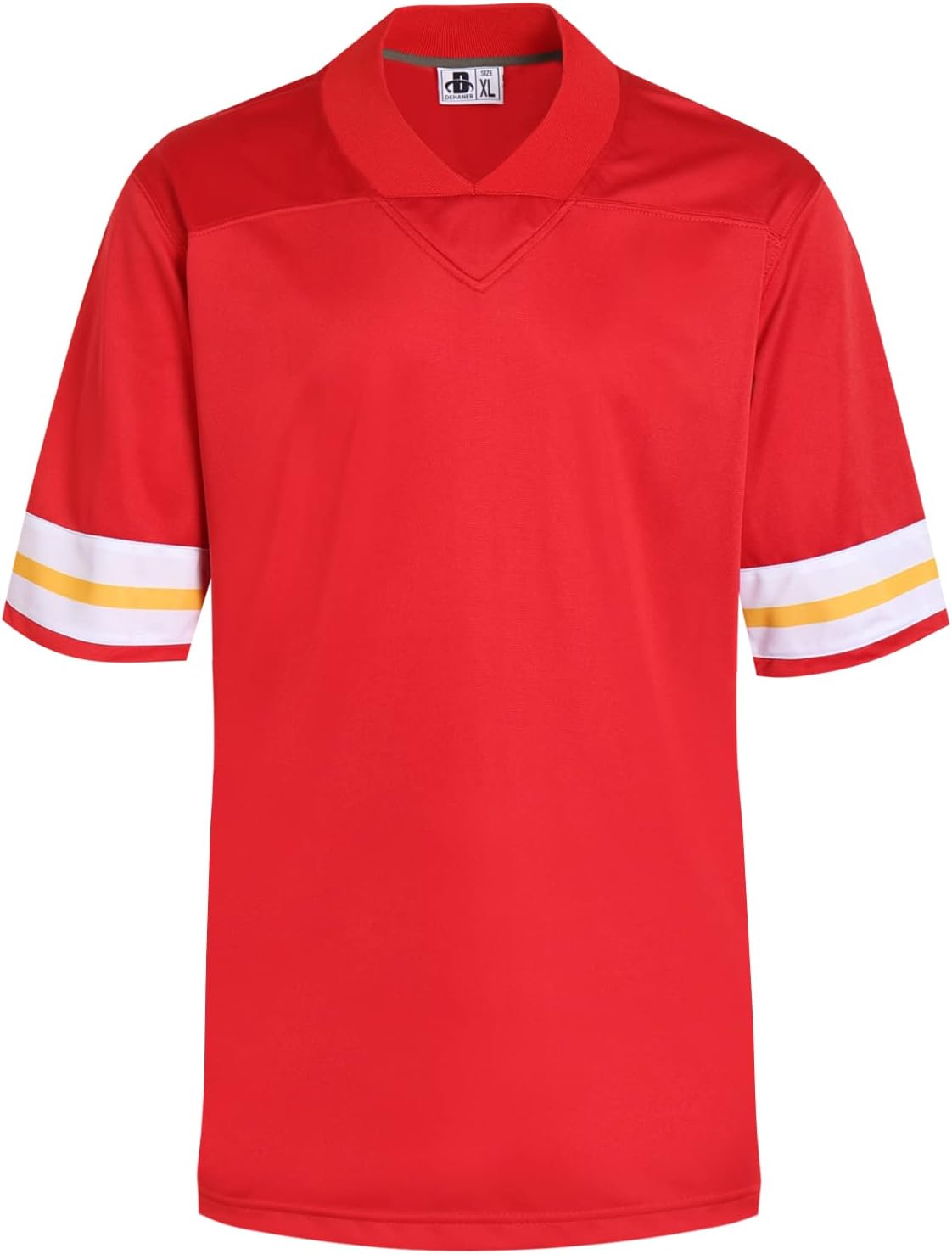 DEHANER Plain Blank Football Jerseys for Men Unisex Athletic T-Shirts Practice Sports Uniforms Outfits - White\/Yellow