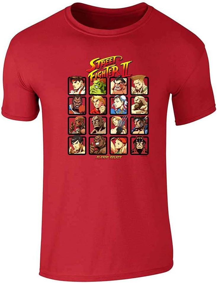 Street Fighter II Player Select Retro Gaming T-Shirt Adult T-Shirt - Sstee | Red