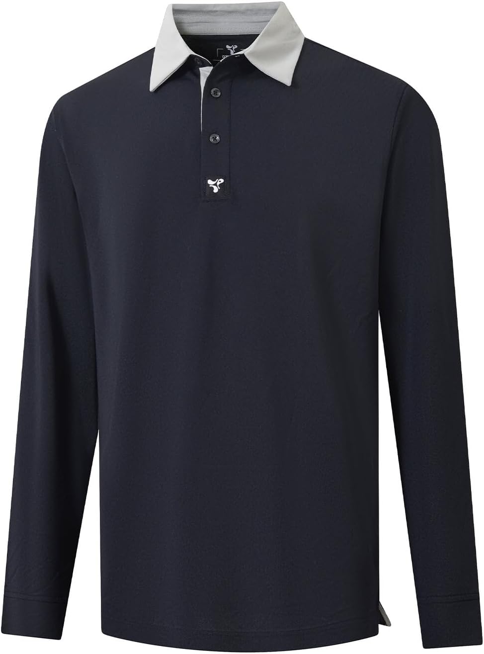 Tech Pique Performance Long Sleeve Golf Shirt for Men - Black