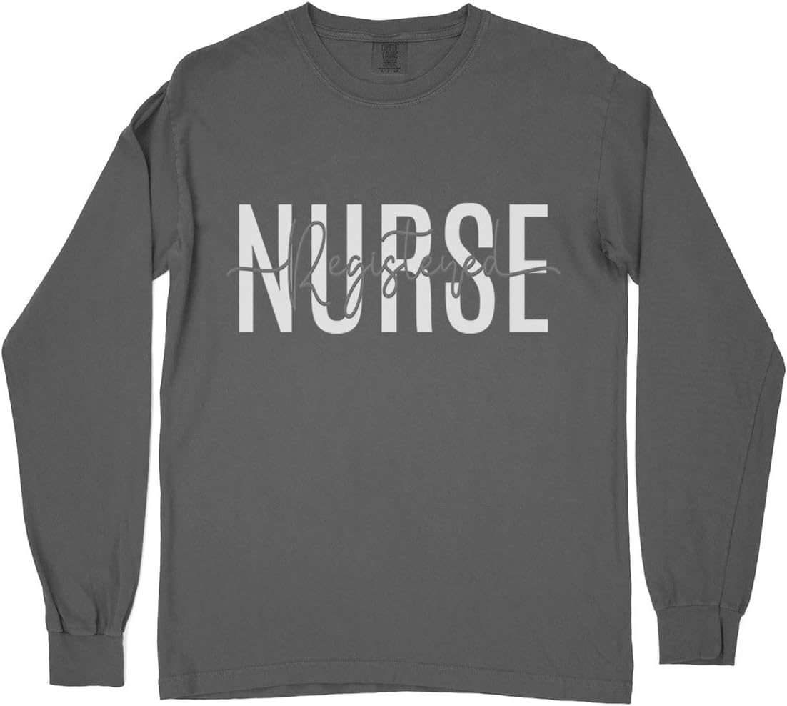 Overlay Registered Nurse Comfort Colors Long Sleeve Tee Unisex - Pepper