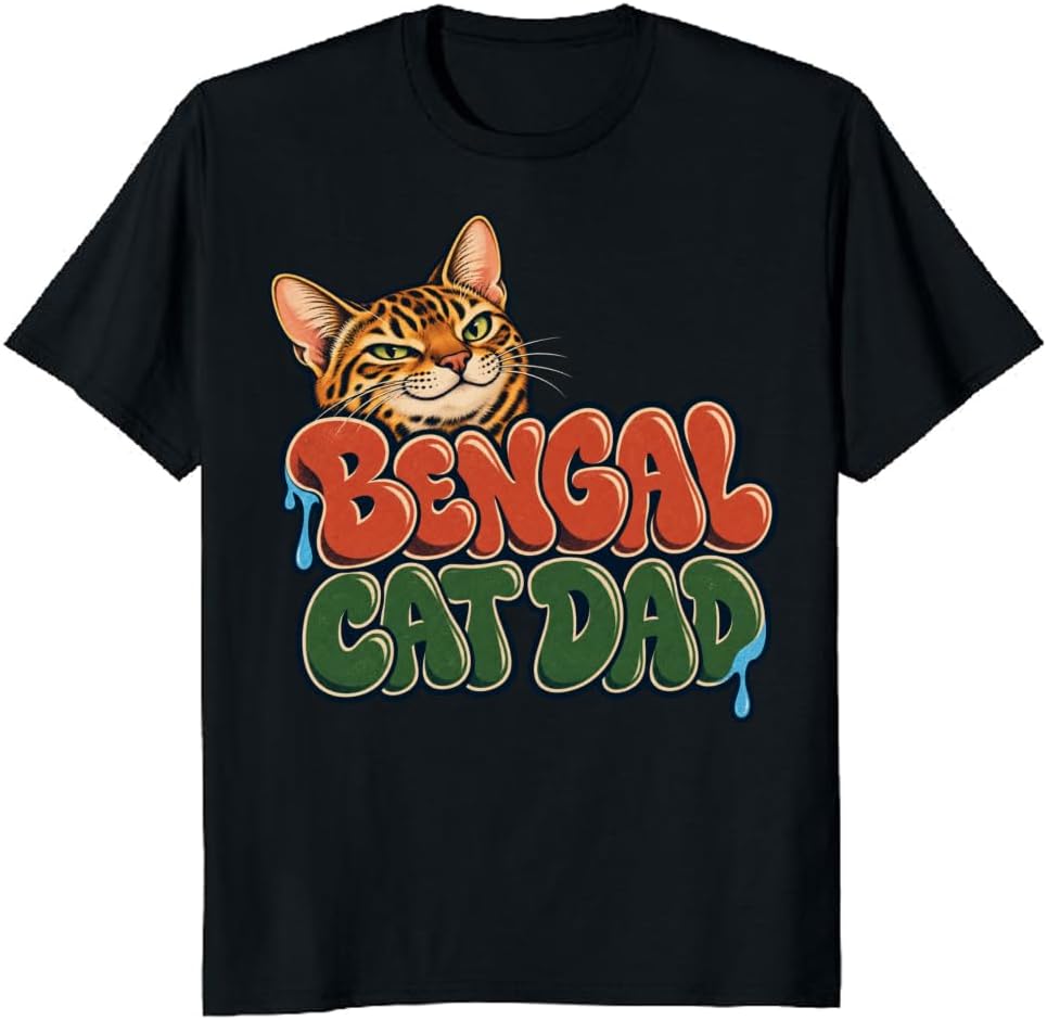 Maine Coon Dad T-Shirt Rainbow Watercolor Autumn Cat Tee - S7