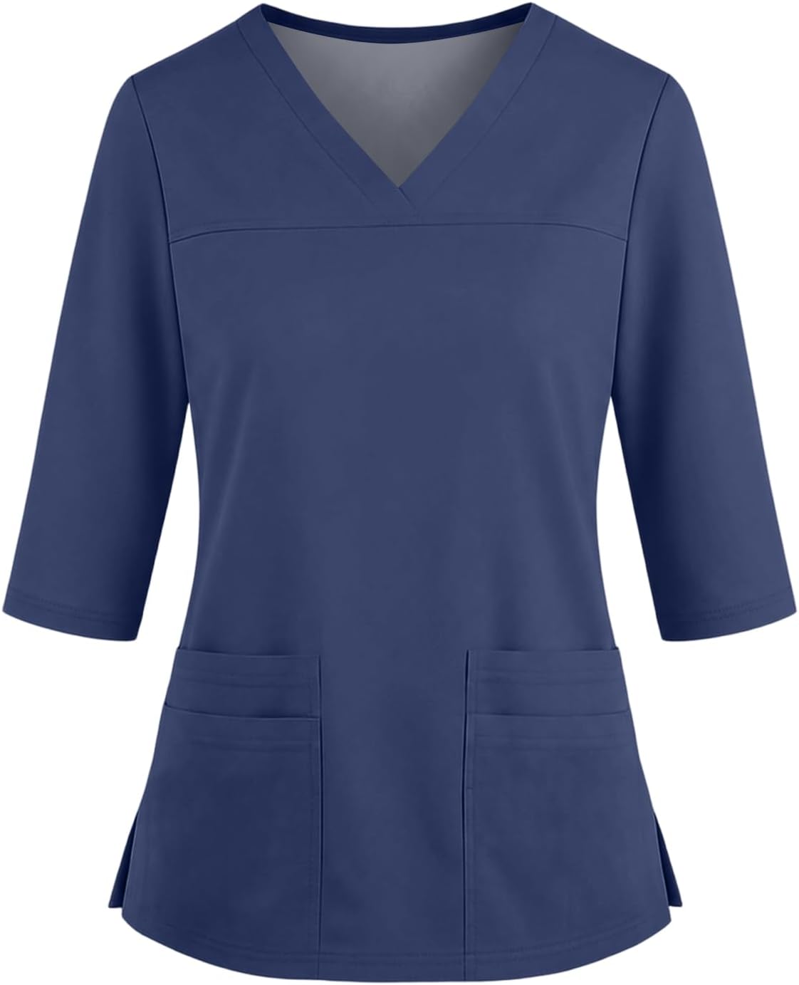 Scrubs for Women V Neck 3/4 Sleeve Medical Nursing Uniform with Pockets - 05-dark Blue