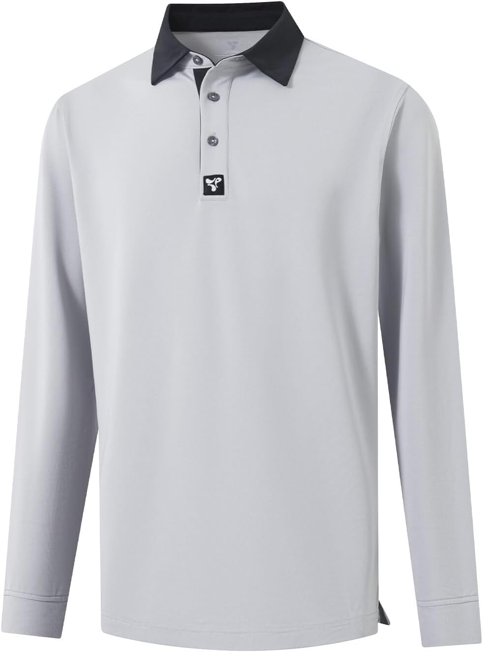 Tech Pique Performance Long Sleeve Golf Shirt for Men - Light Grey