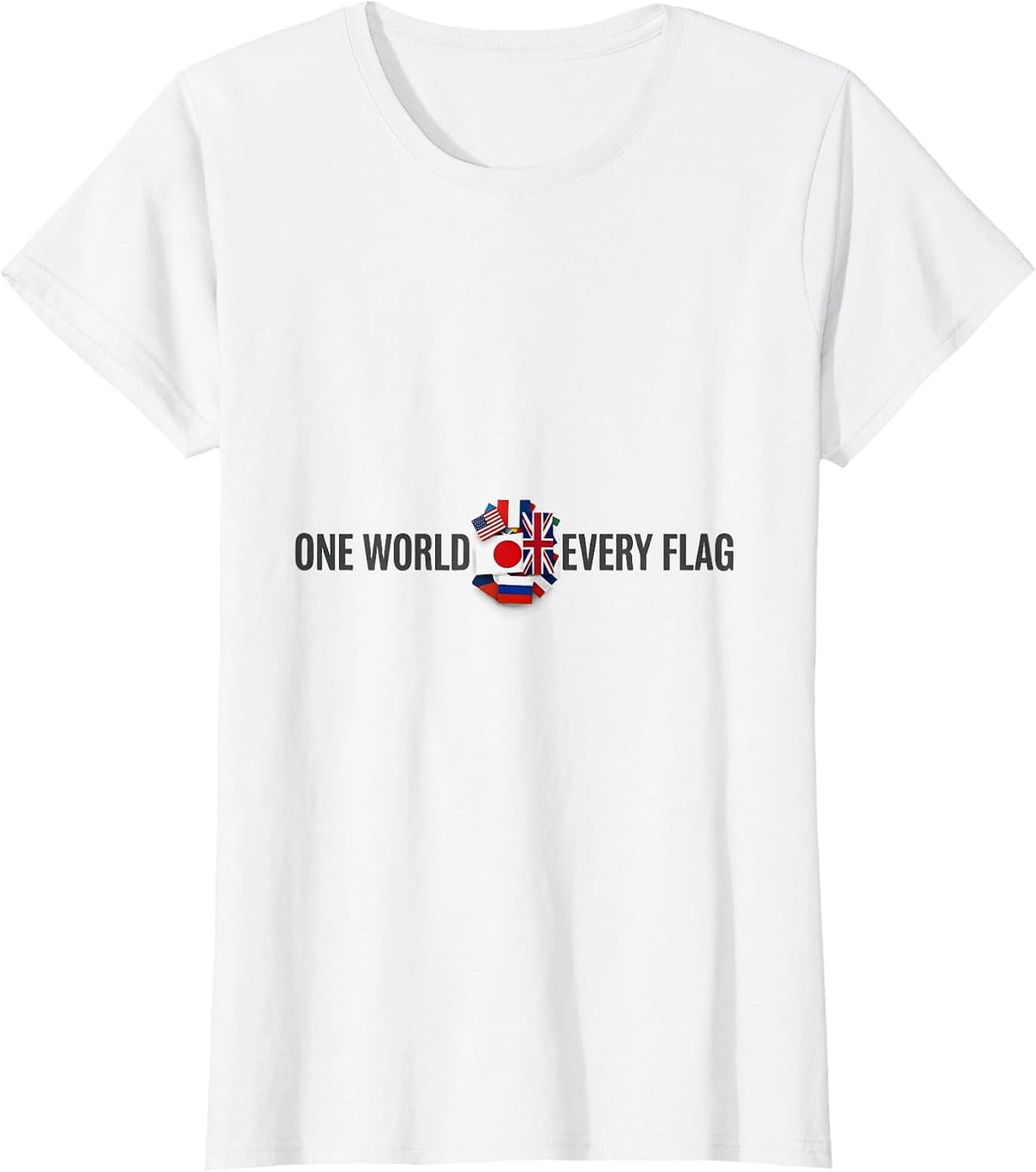 One World Every Flag Minimalist Geography Lover World T-Shirt - White