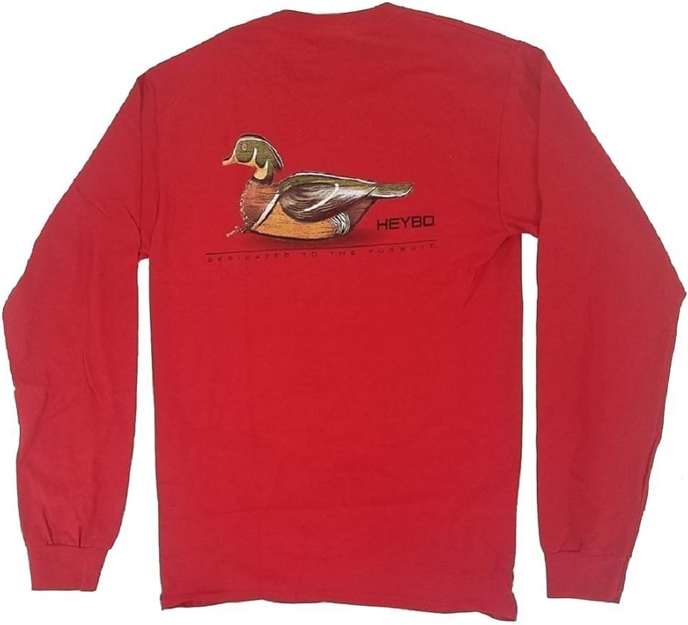 Heybo Duck Hunting LS T-Shirt, Duck Hunt Water Fowl Outdoor LS T-Shirt Outdoors - Red