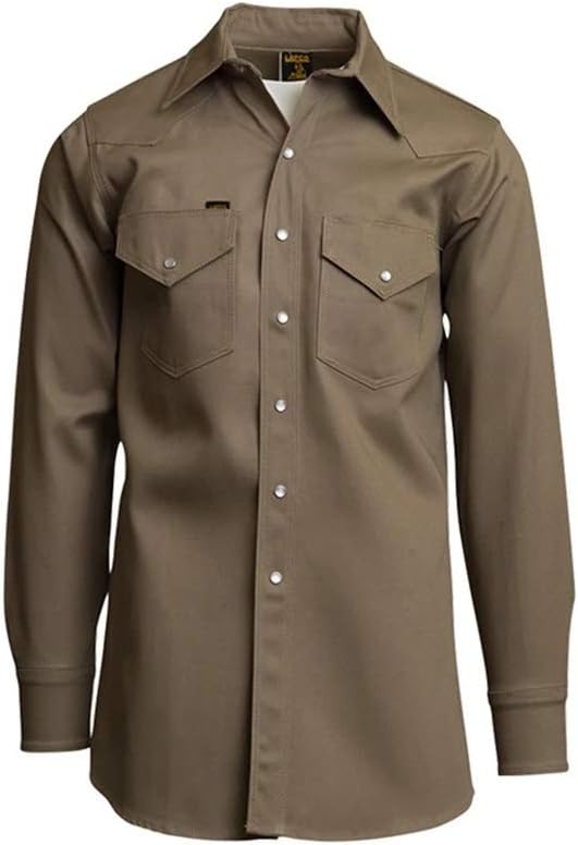 LAPCO Welding Shirts for Men, Non FR Mid Weight Welder Work Shirt, 100% Cotton Twill, Heavy Duty, Long Sleeve - As Pictured