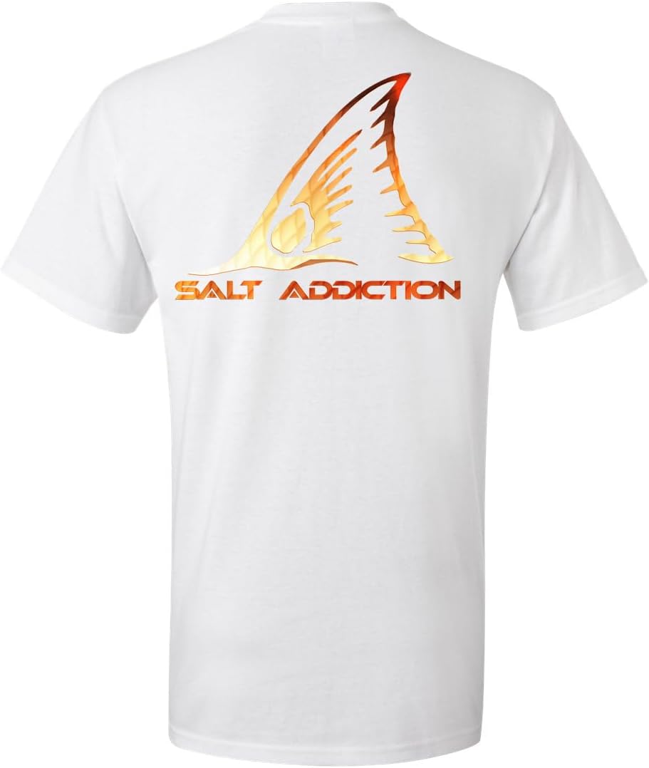 Salt Addiction Fishing Red Drum Redfish Flats Short Sleeve T-Shirt, Cotton, S-5XL, Multiple - White