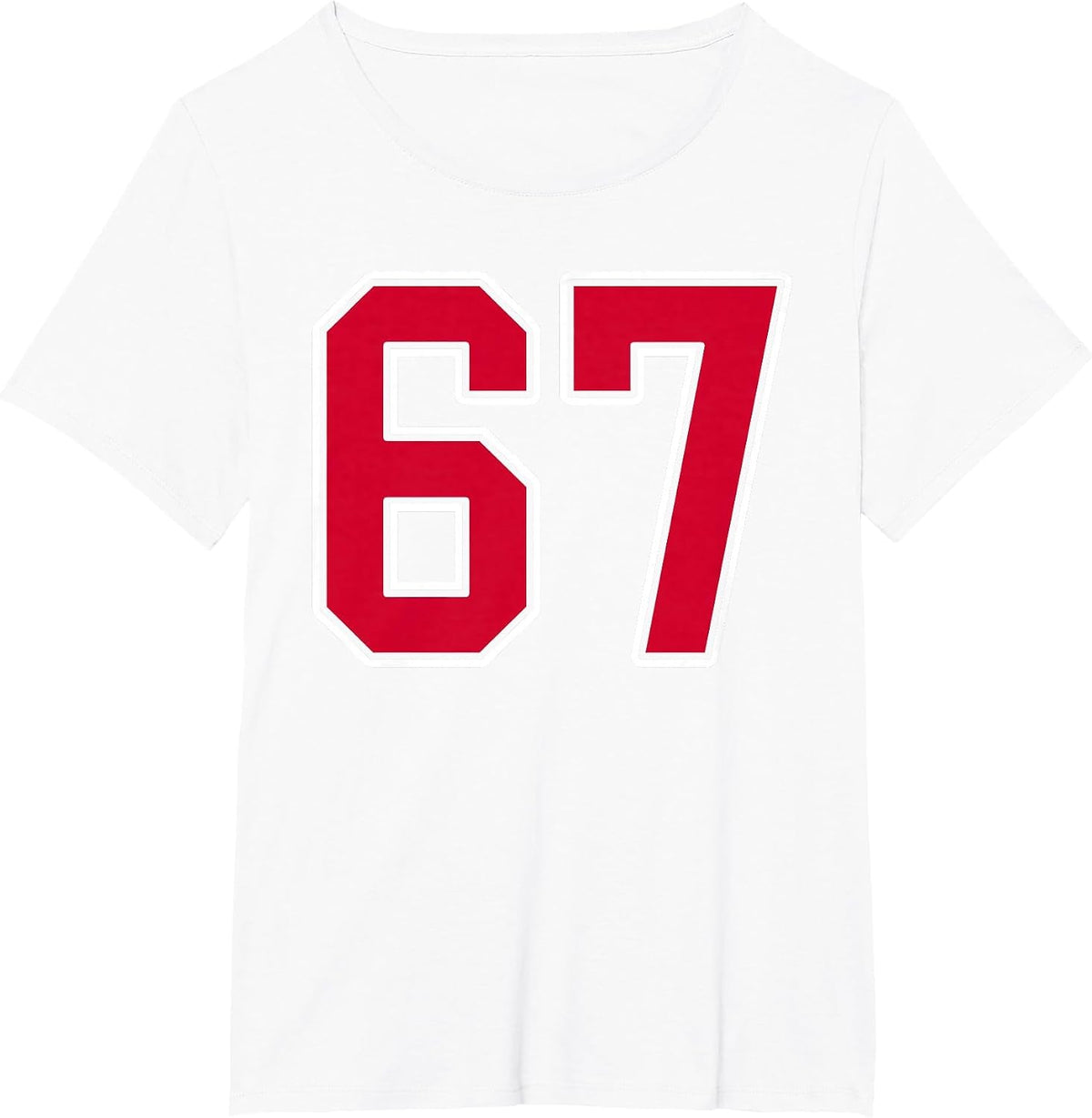 Red White Number 67 Jersey Player Uniform #67 T-Shirt - White