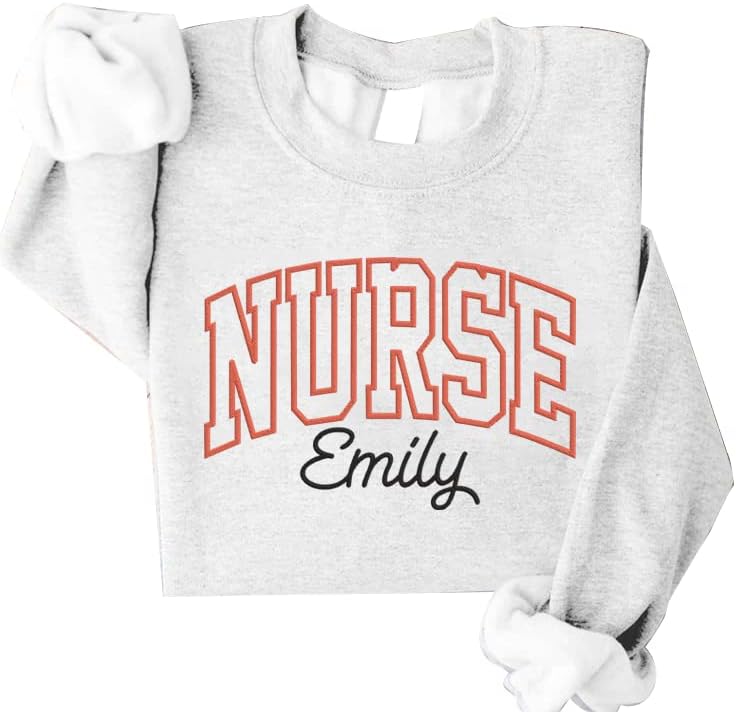 NAZENTI Personalized Nurse Crewneck, NICU & School Nurse Sweatshirts - H10