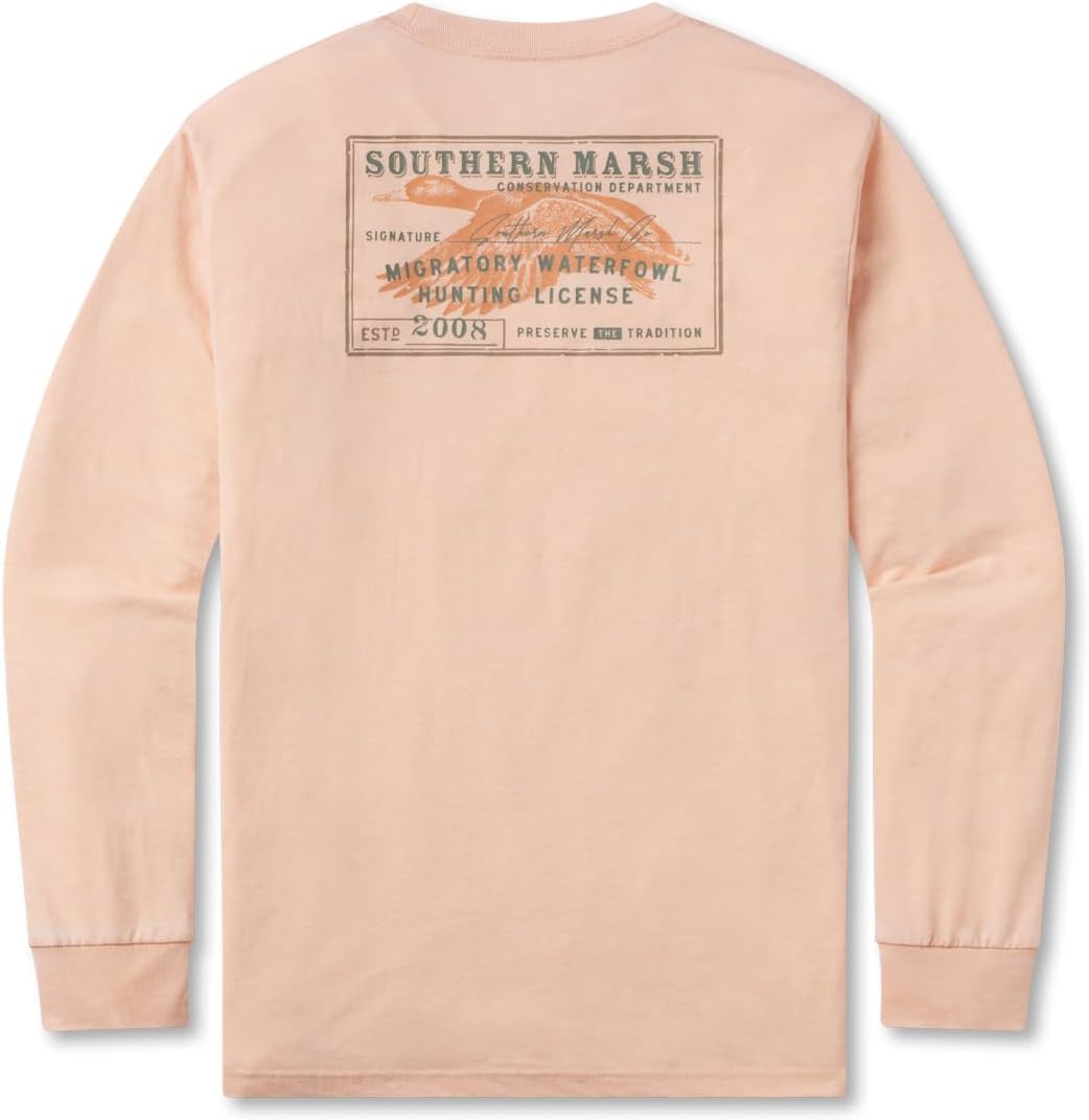Southern Marsh Men's SEAWASH Tee - Waterfowl License - Long Sleeve - Terracotta