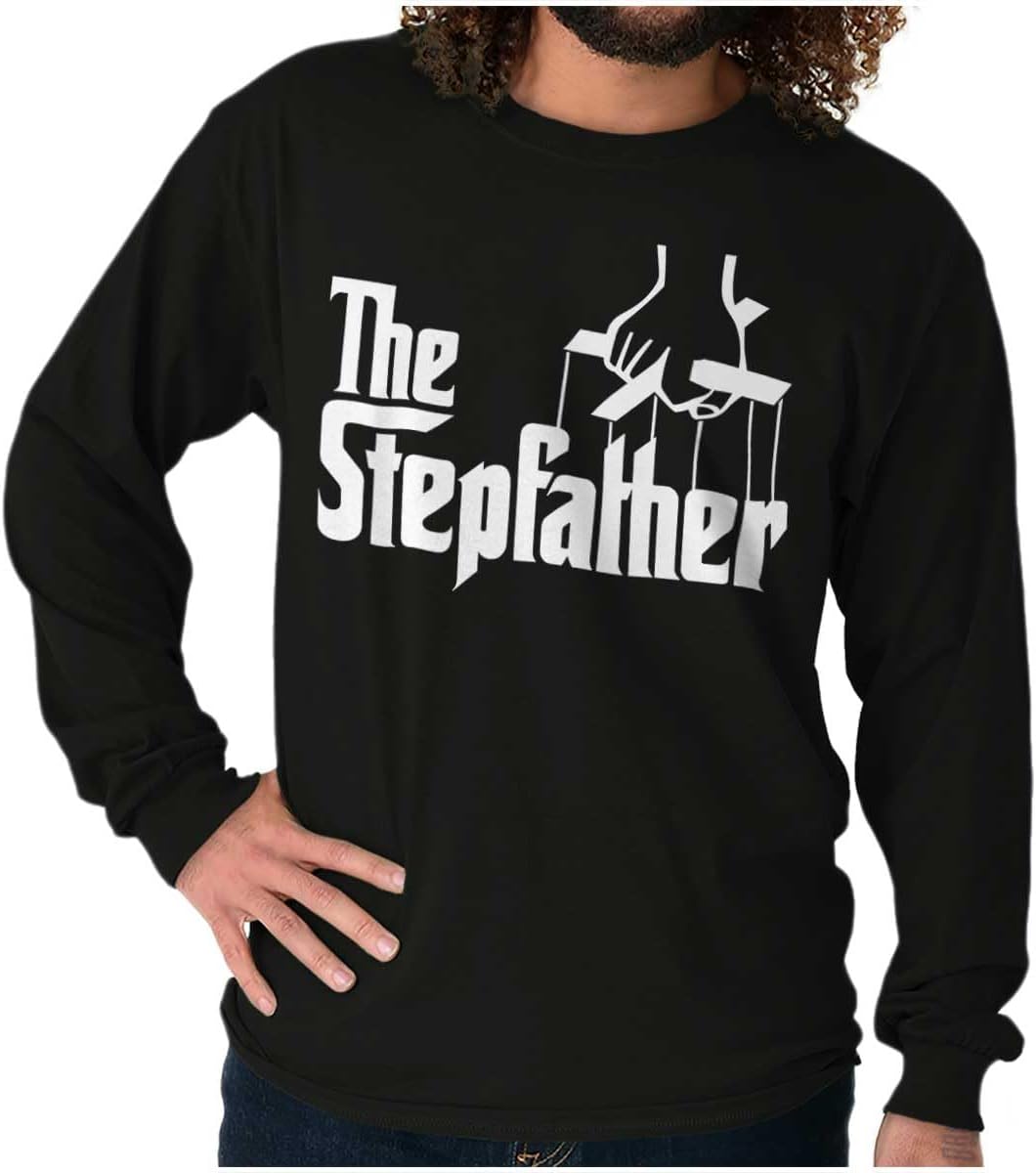 Funny Father's Italian Mafia Puppet Movie Logo Men's Long Sleeve Graphic Tshirt - The Stepfather Black