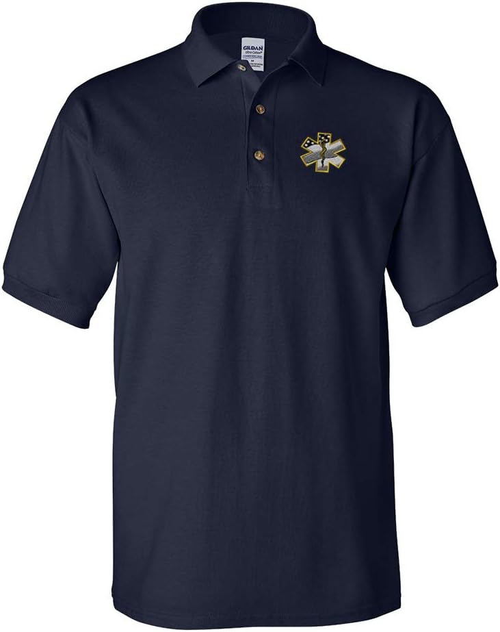 Custom Polo Shirts for Men Paramedic EMT Embroidery Short Sleeves Golf Tees - Navy Design Only