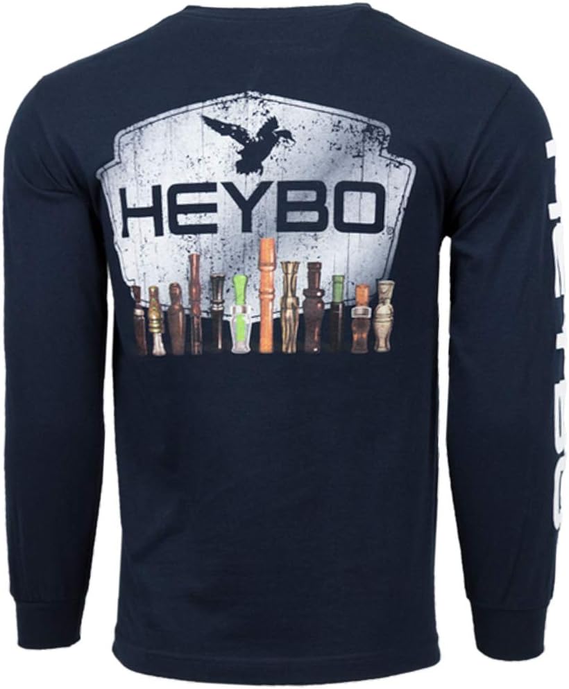 Heybo Duck Hunting LS T-Shirt, Duck Hunt Water Fowl Outdoor LS T-Shirt Outdoors - Navy