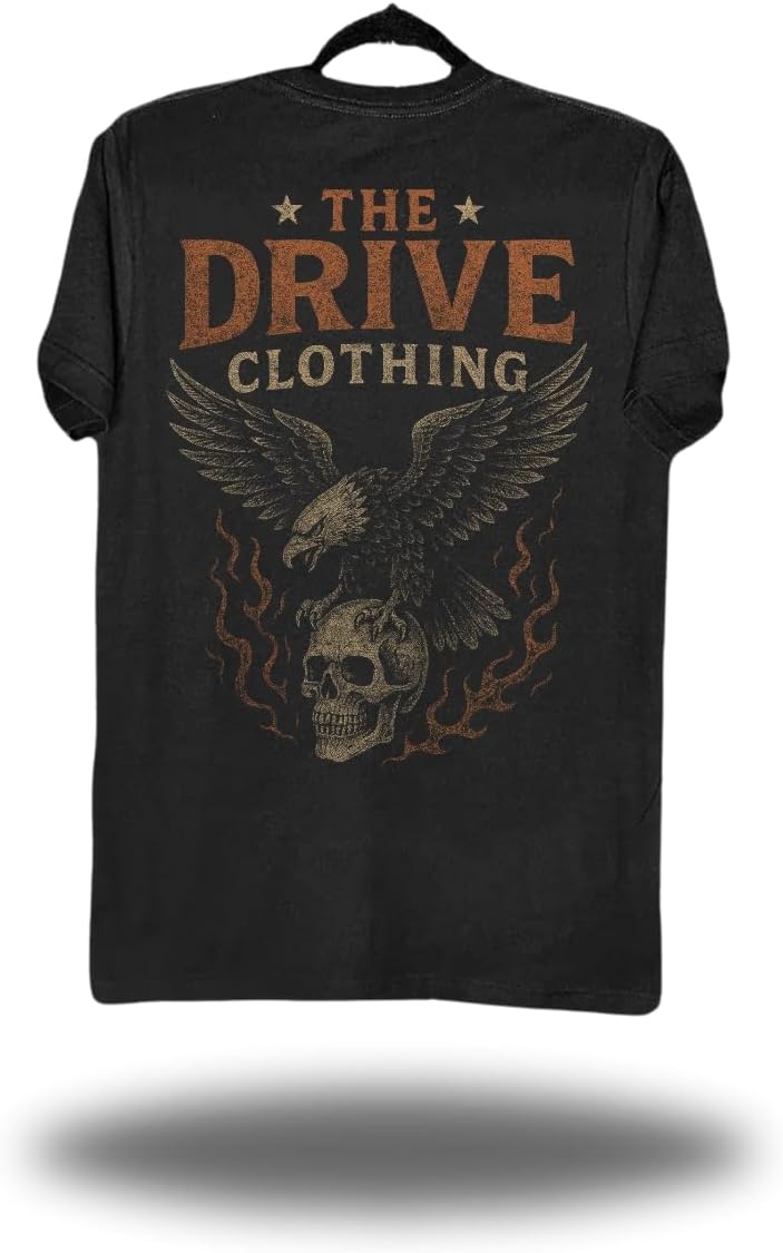 The Drive Clothing "Heritage Eagle Black Graphic Tee Men & Women | Mens Graphic T-Shirt | Unisex Casual Tee - As Pictured