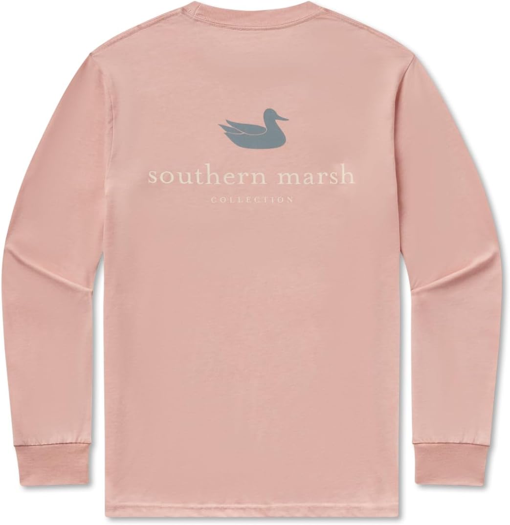 Southern Marsh Men’s SEAWASH Authentic T-Shirt – Long Sleeve Casual Graphic Tee - Salmon