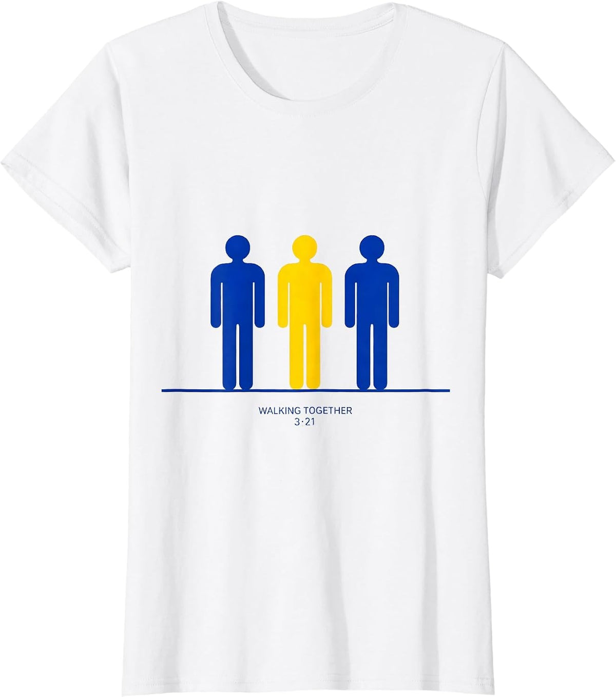 Walking Together, 321 Down Syndrome Awareness Family Support T-Shirt - White