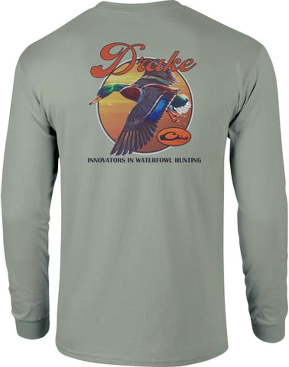 Drake Waterfowl Men’s Vintage Mallard Logo Long Sleeve T-Shirt – Cotton Blend Graphic Hunting Shirt with Pocket - As Pictured