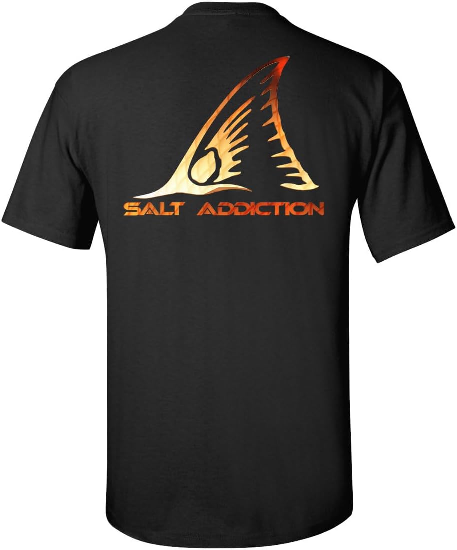 Salt Addiction Fishing Red Drum Redfish Flats Short Sleeve T-Shirt, Cotton, S-5XL, Multiple - Black