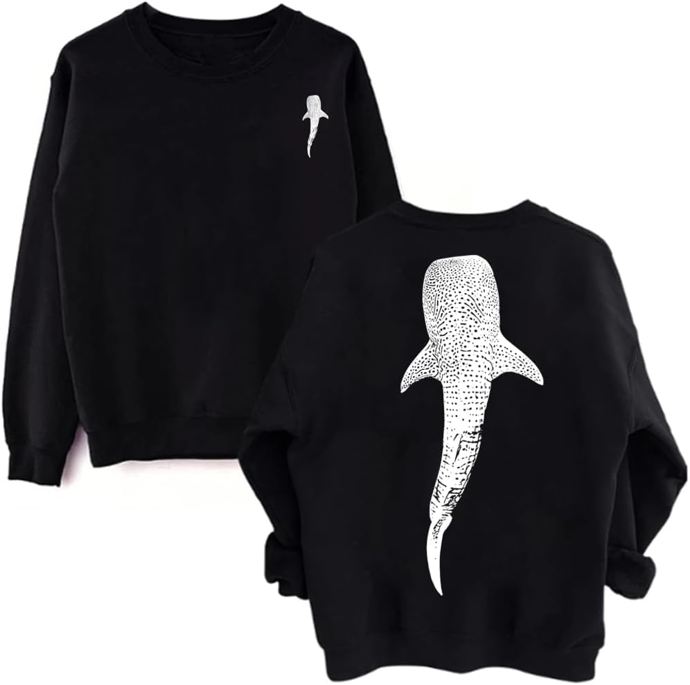 Whale Shark Sweatshirt Whale Shark Shirt Beachy Shirt Christian Ocean Shirts Women Man - Black