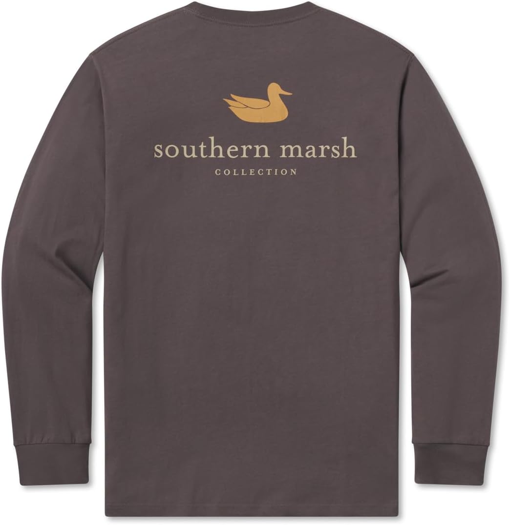Southern Marsh Men’s Authentic Collegiate T-Shirt – Long Sleeve Casual Graphic Tee - Iron Grey