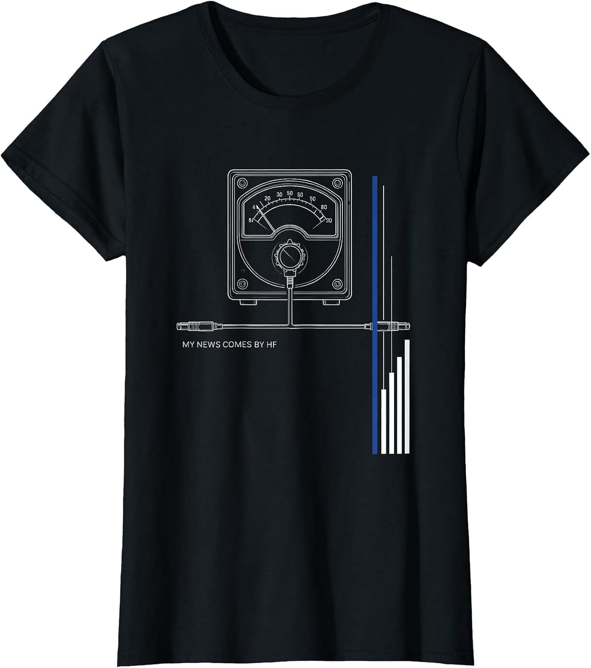 Women's My News Comes By HF Swiss International Ham Radio Operator T-Shirt - Black