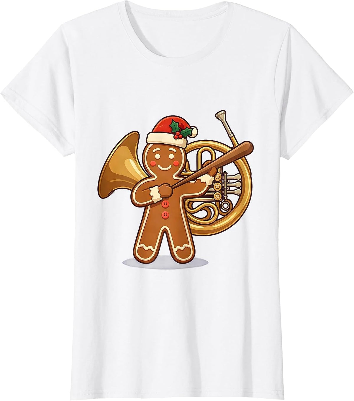 Gingerbread Music Teacher Cute Holiday Humor T-Shirt - White