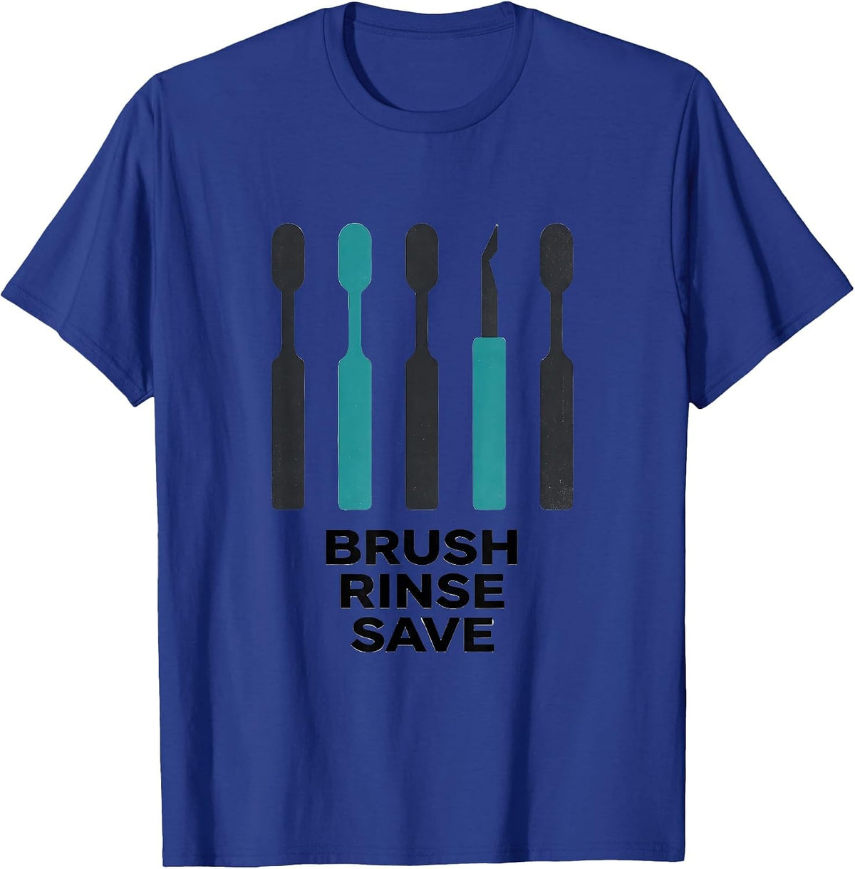 Brush Rinse Save Midcentury Modern Dental Hygienist Humor T-Shirt - Royal Blue