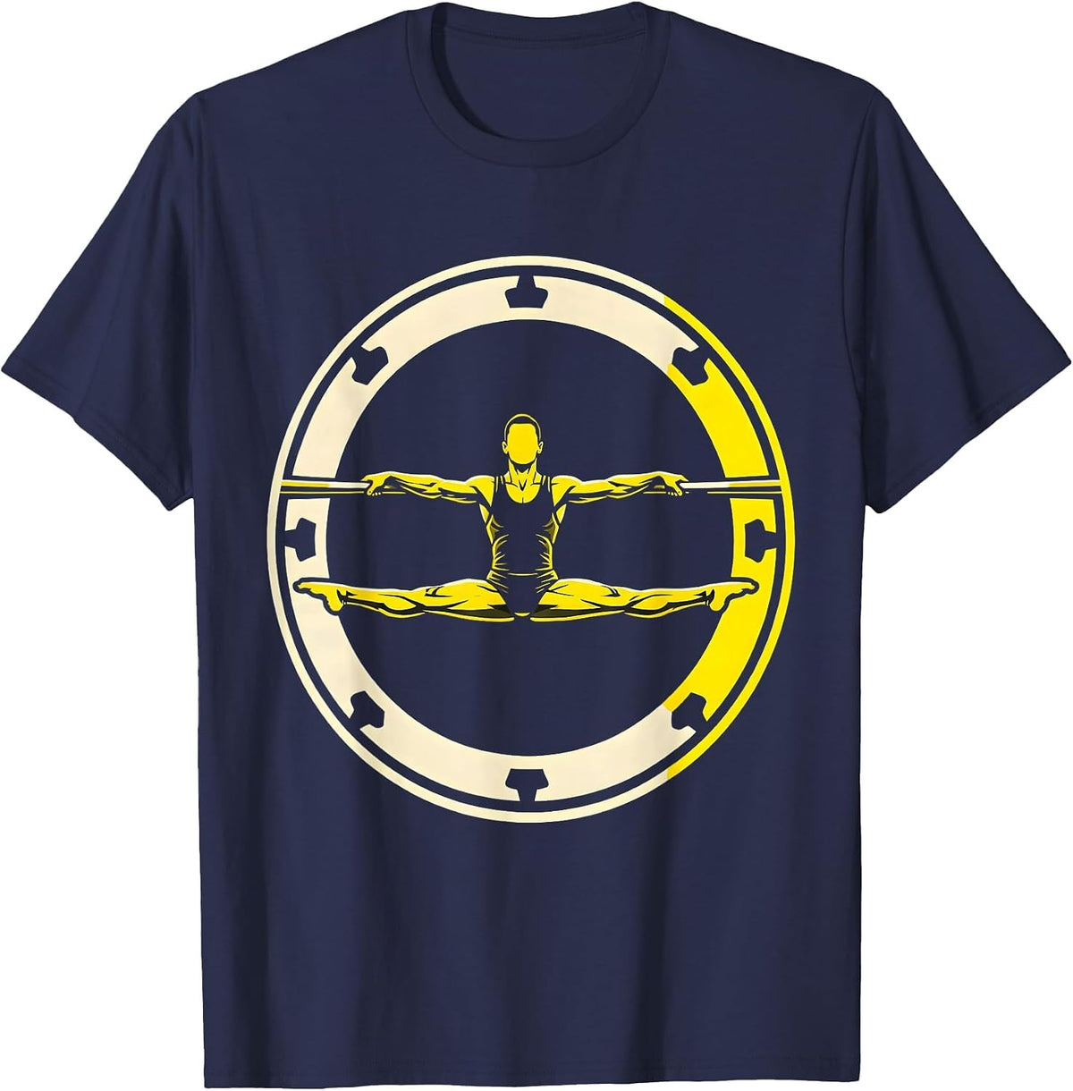 Gymnastics Iron Cross Parallel Bars Illustration T-Shirt - Navy Blue