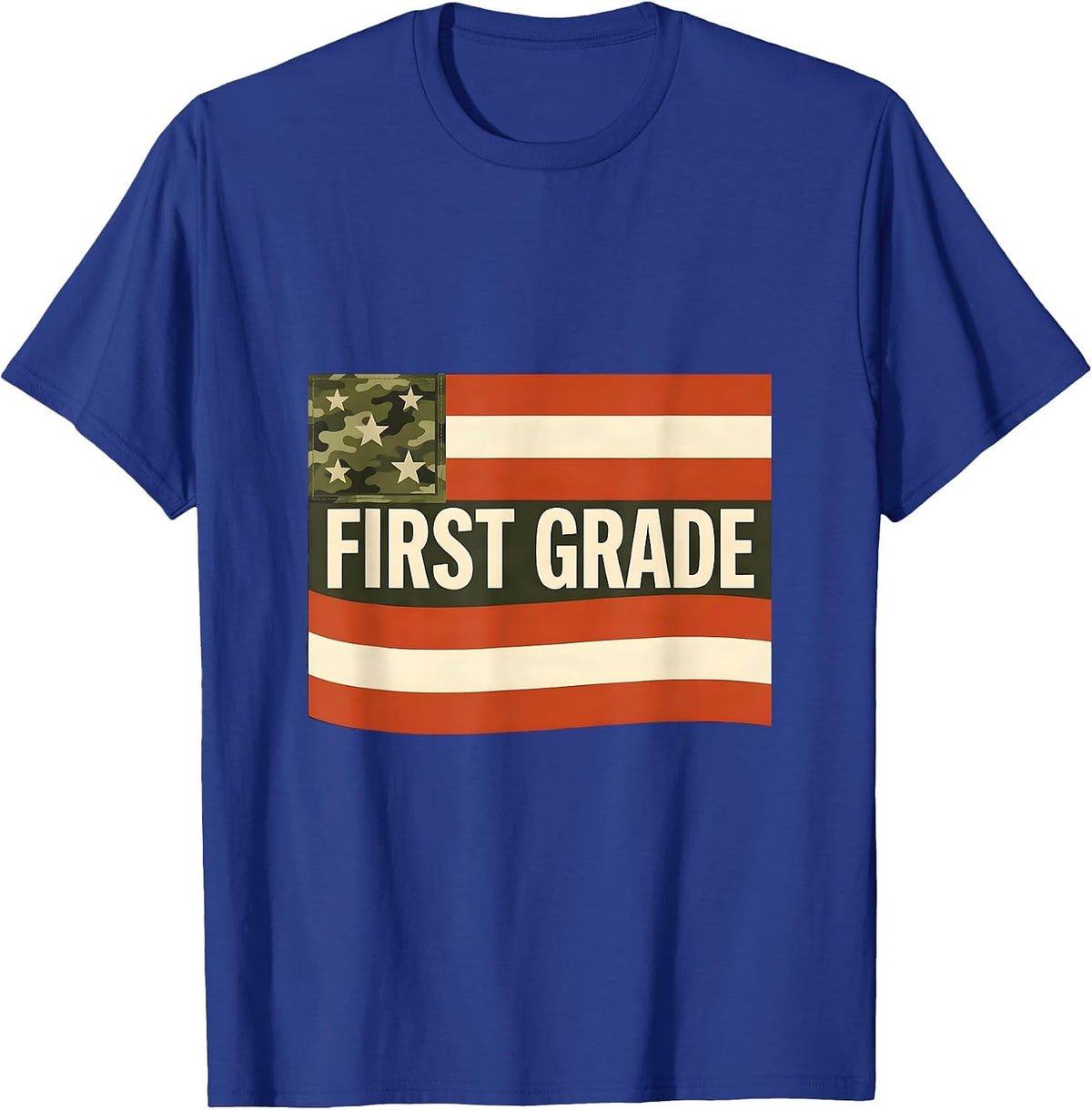 Men's First Grade Cheerful Patriotic Back To School Matching T-Shirt - Royal Blue