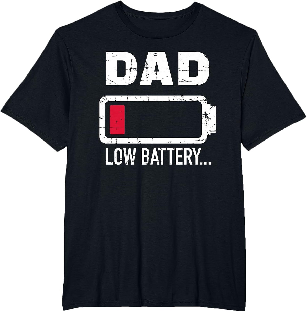 Papa Dad Low Battery T-Shirt - Black