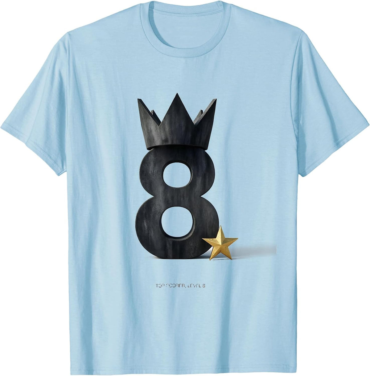 Men's Top Scorer Level 8 Minimalist Gaming Birthday Milestone T-Shirt - Baby Blue