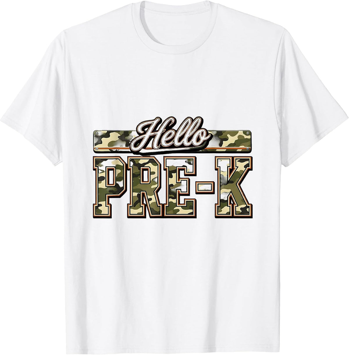 Men's Hello Pre-K Camo Back To School Boy Teacher First Day T-Shirt - White