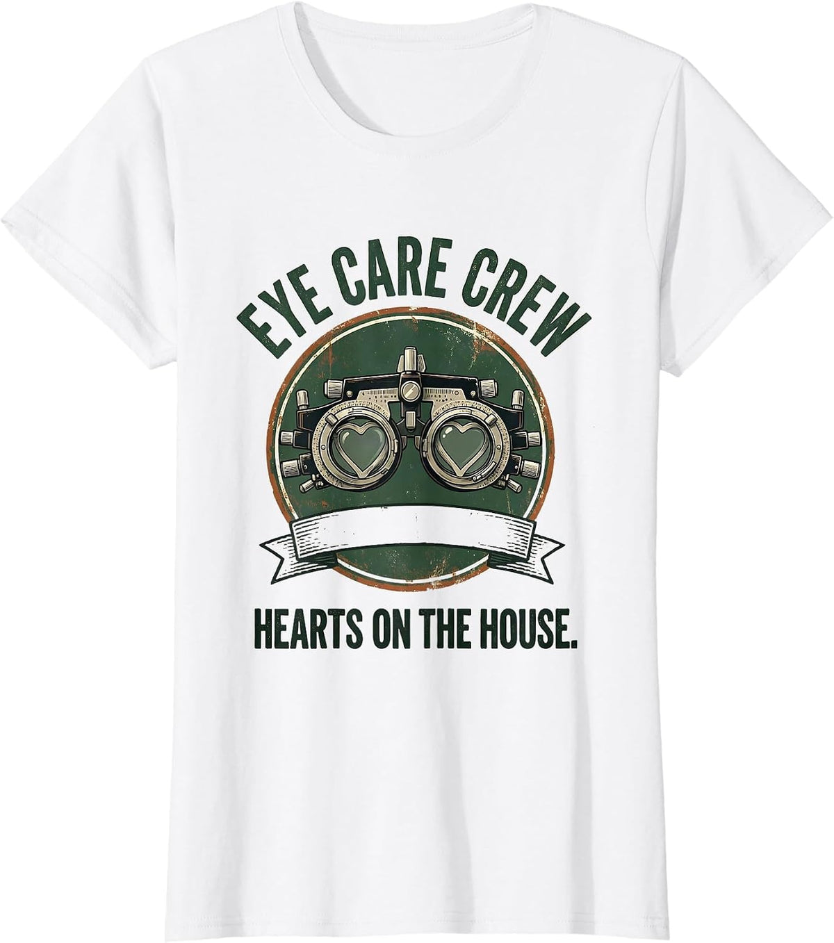 Eye Care Crew Hearts On The House Vintage Optometrist T-Shirt - White