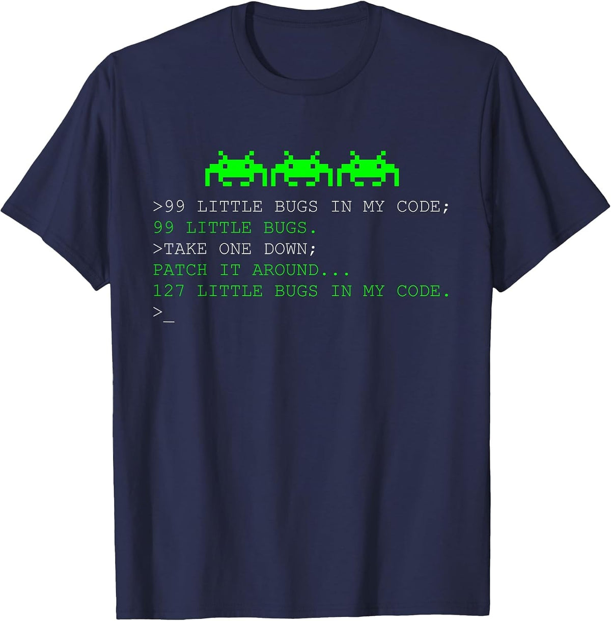 Programmer 99 Little Bugs in My Code T-Shirt - Navy Blue