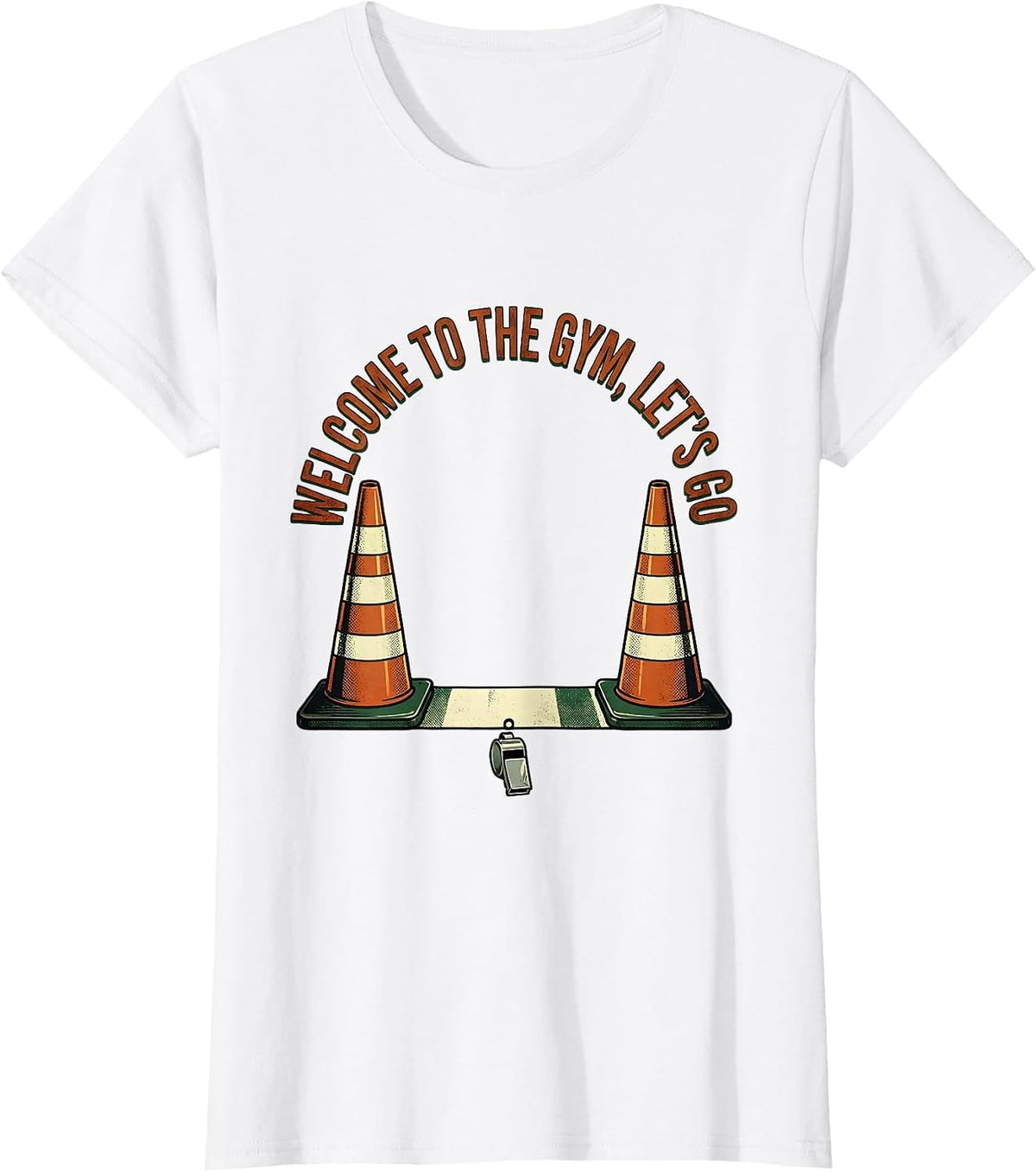 Women's Welcome To The Gym Let's Go Vintage PE Teacher Back T-Shirt - White