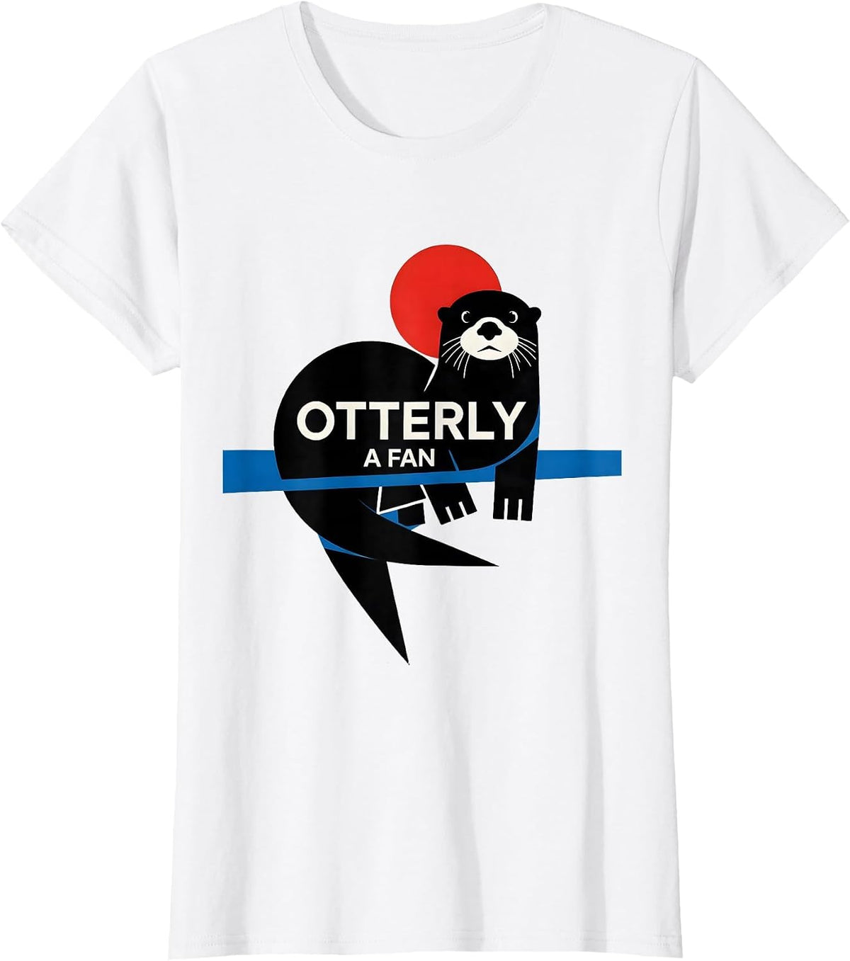Otterly A Fan Bauhaus Modernist Otter Lover Pun Humor T-Shirt - White