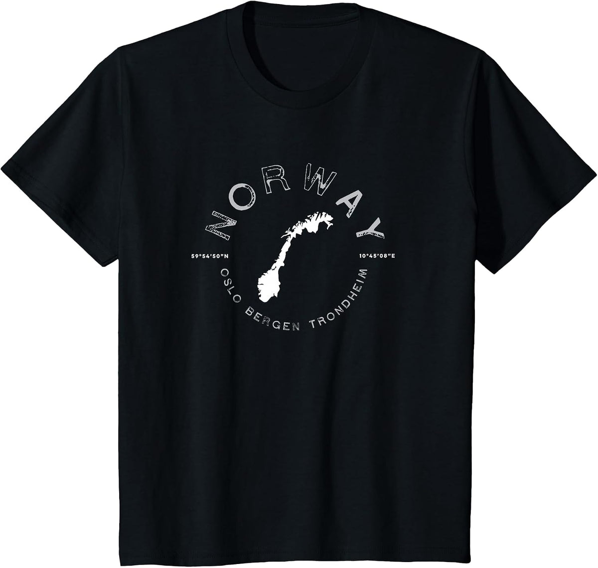 Norway Oslo Bergen Graphic Vintage Retro T-Shirt - Black