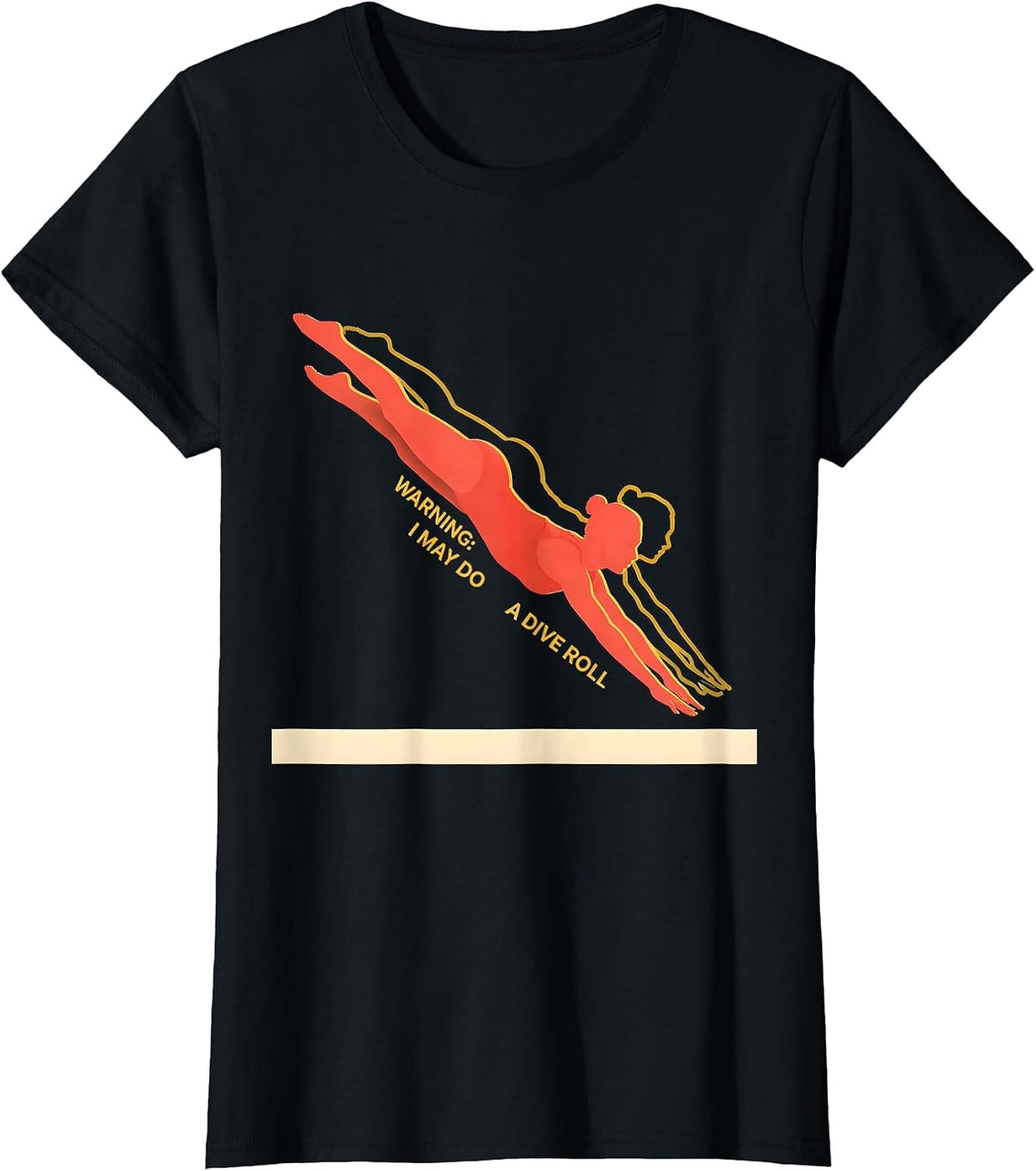 Warning: I May Do A Dive Roll Funny Gymnastics Gift T-Shirt - Black