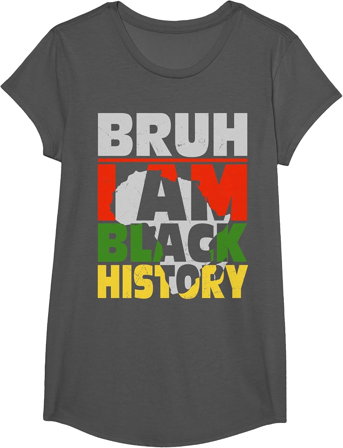 Bruh I Am Black History Month Men Teens Boys African Pride T-Shirt - Girls Asphalt Grey