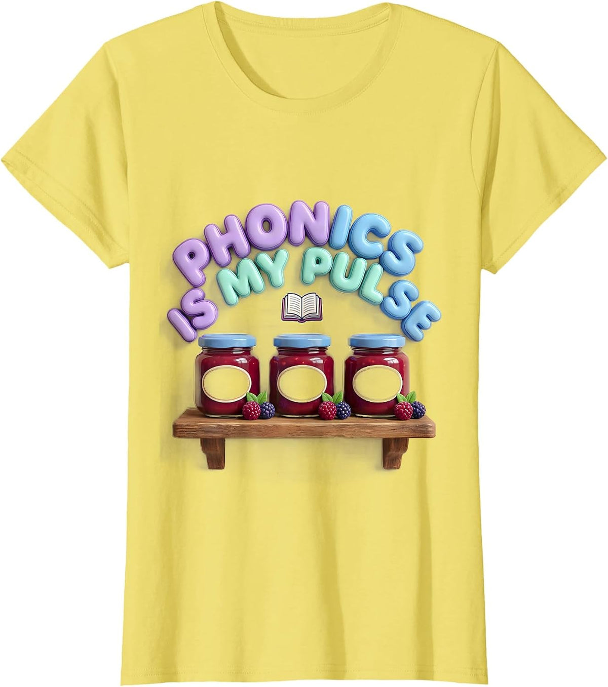 Phonics Is My Pulse Cute Kawaii Reading Teacher Literacy T-Shirt - Lemon Yellow